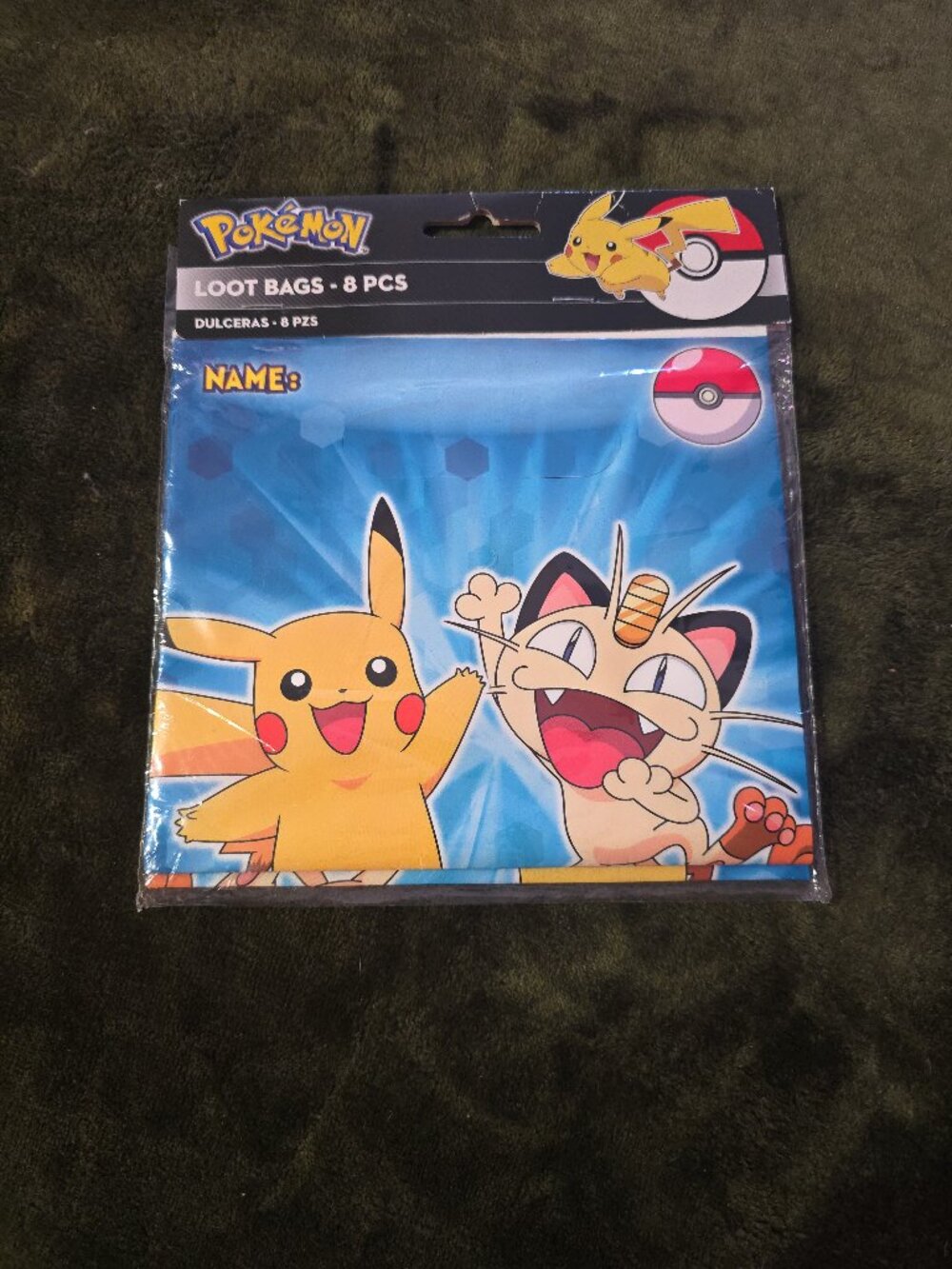 Pokemon Loot Bags 8 Pack - Pikachu & Meowth Party Favor Bags (DesignWare 2014)